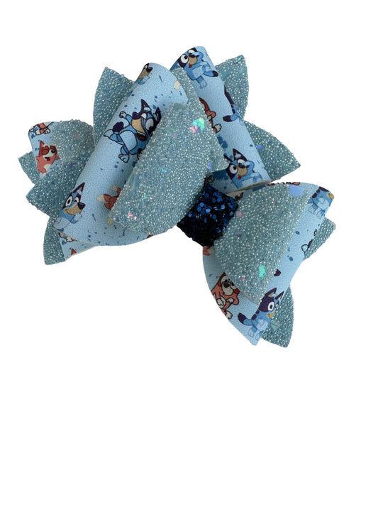 Bluey Pigtail Bows 3 inch