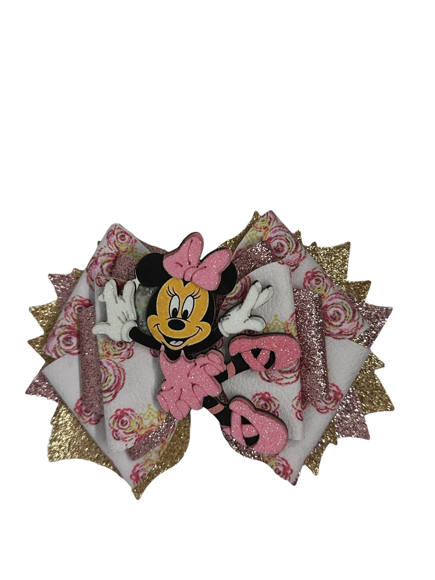 5 inch bow Mini Mouse Pink and Gold