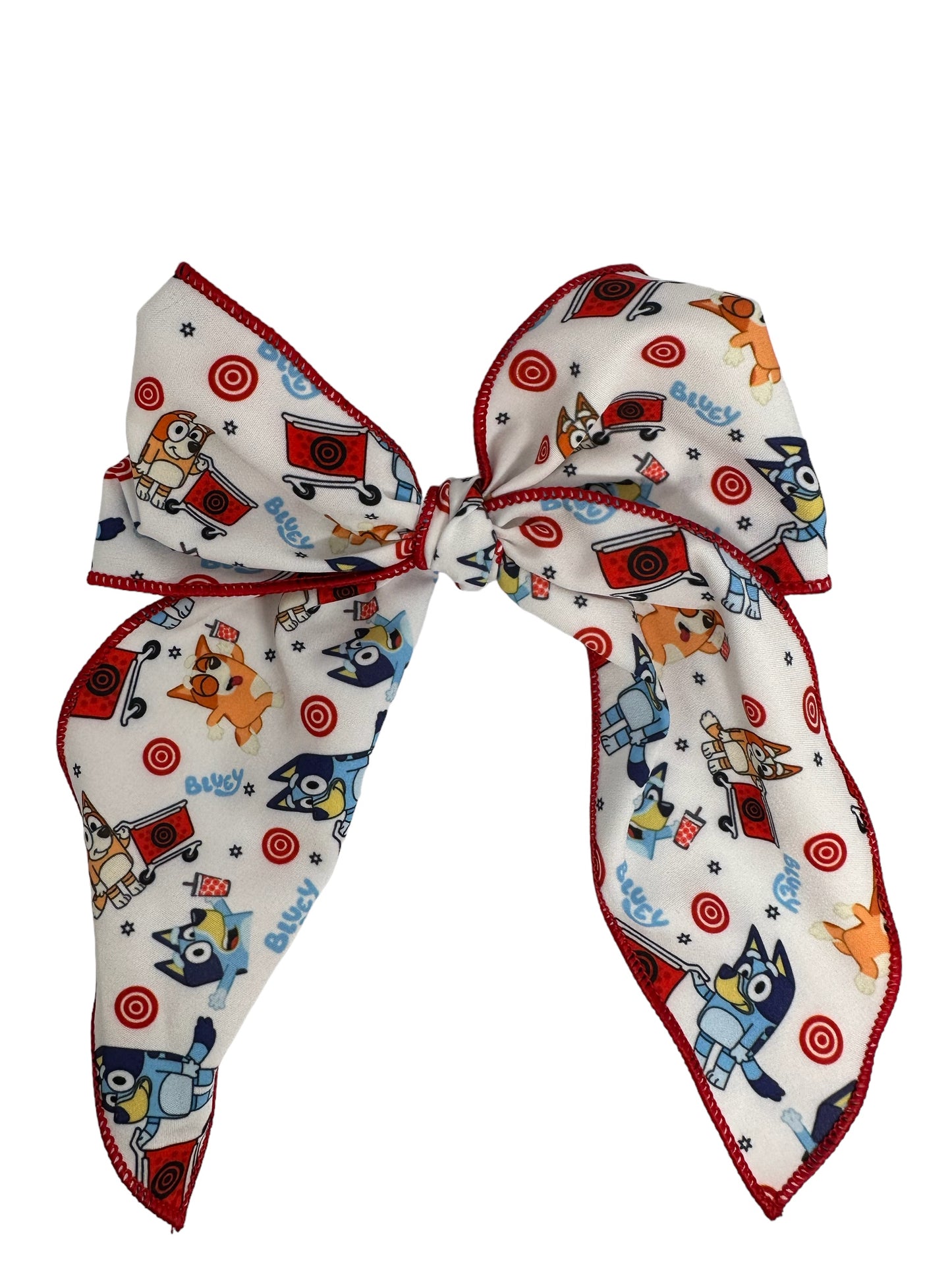 6 INCH BLUEY AT TARGET SERGED COTTON BOW (Copy)