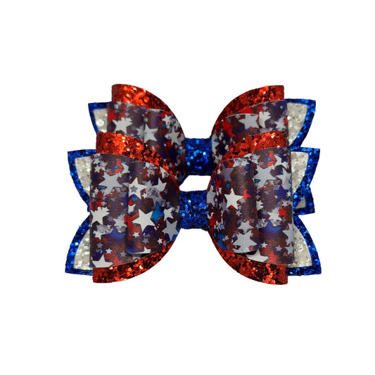 Girls 4th of July Bows, Pigtails, Red White Blue, Independence Day