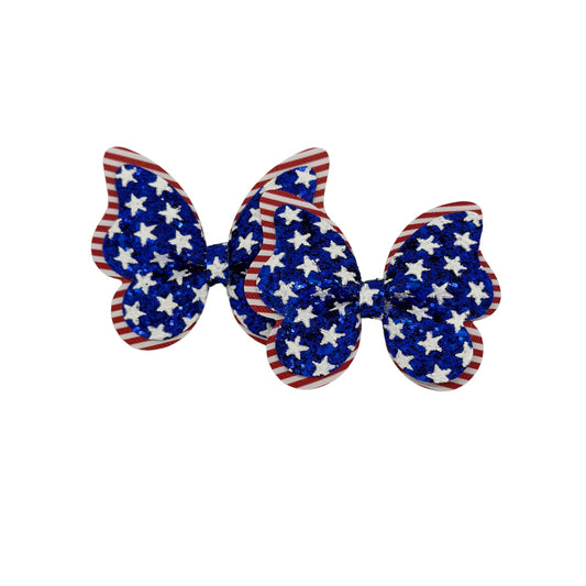 4th of July Stars and Stripes Butterfly 3 inch Pigtails