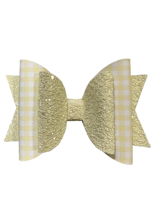 5 INCH BOW EASTER YELLOW GINGHAM