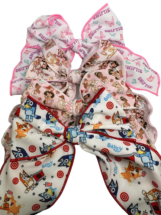 Girls Fable bows, Girls Sailor Bows, Character Bows, Disney Bows, Bluey Bows, Serged edge bow, Cotton Bows, Cute Girls bows