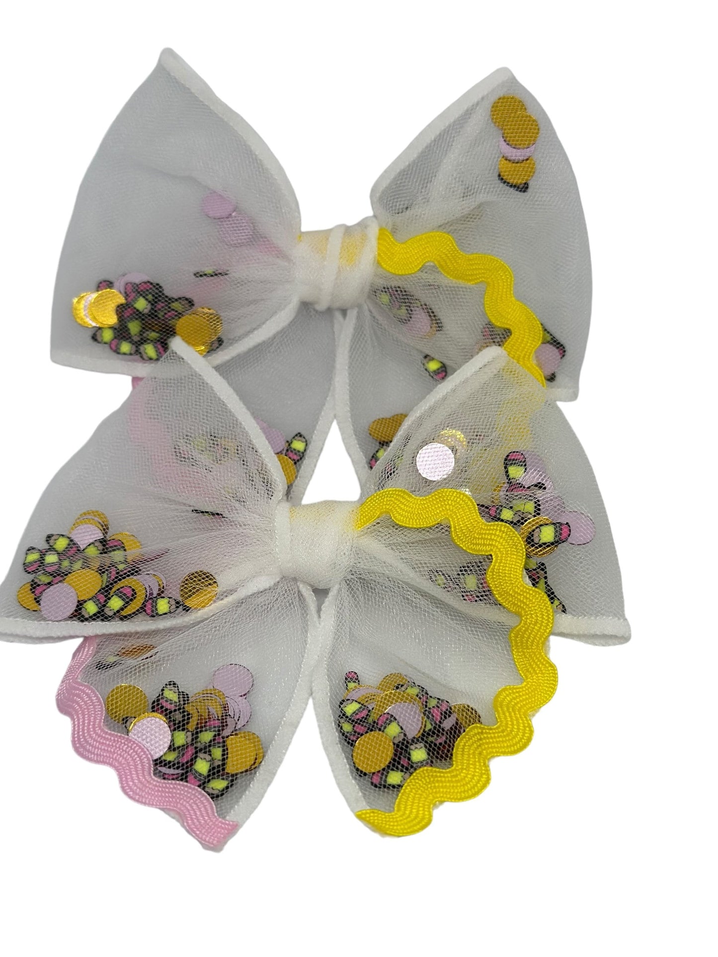 Back to School Bow, Pencil Shaker Bow, Girls School Shaker Bow, Mesh Shaker Bow, School shaker Bow, Cute Girls Bow, Back to School Hair Bow