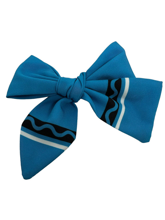 Back to School Bow, Blue Crayon Bow, Blue Crayon Pigtail Bows, Cute School Bows, Girls School Bows, Crayon Bow, Cotton Crayon Bow