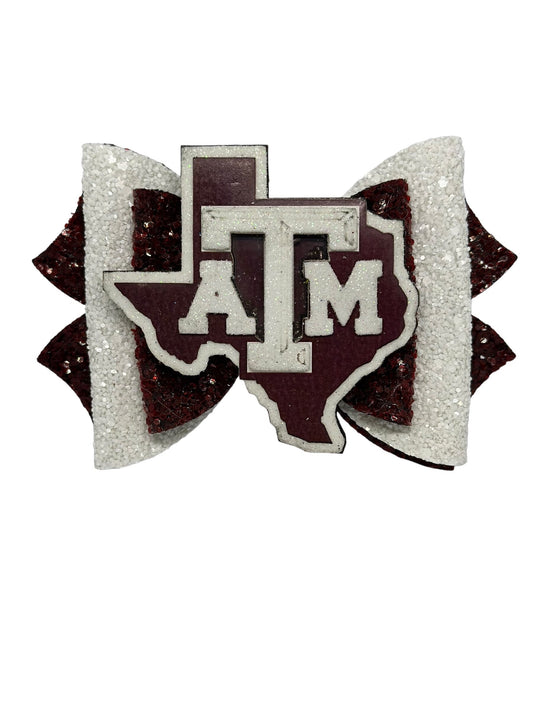 Ladies Texas A and M  bow, Girls AM Bow; Texas Aggies bow , back to school, College Football Fan Bow, Aggies bow;  ATM College Station Bow