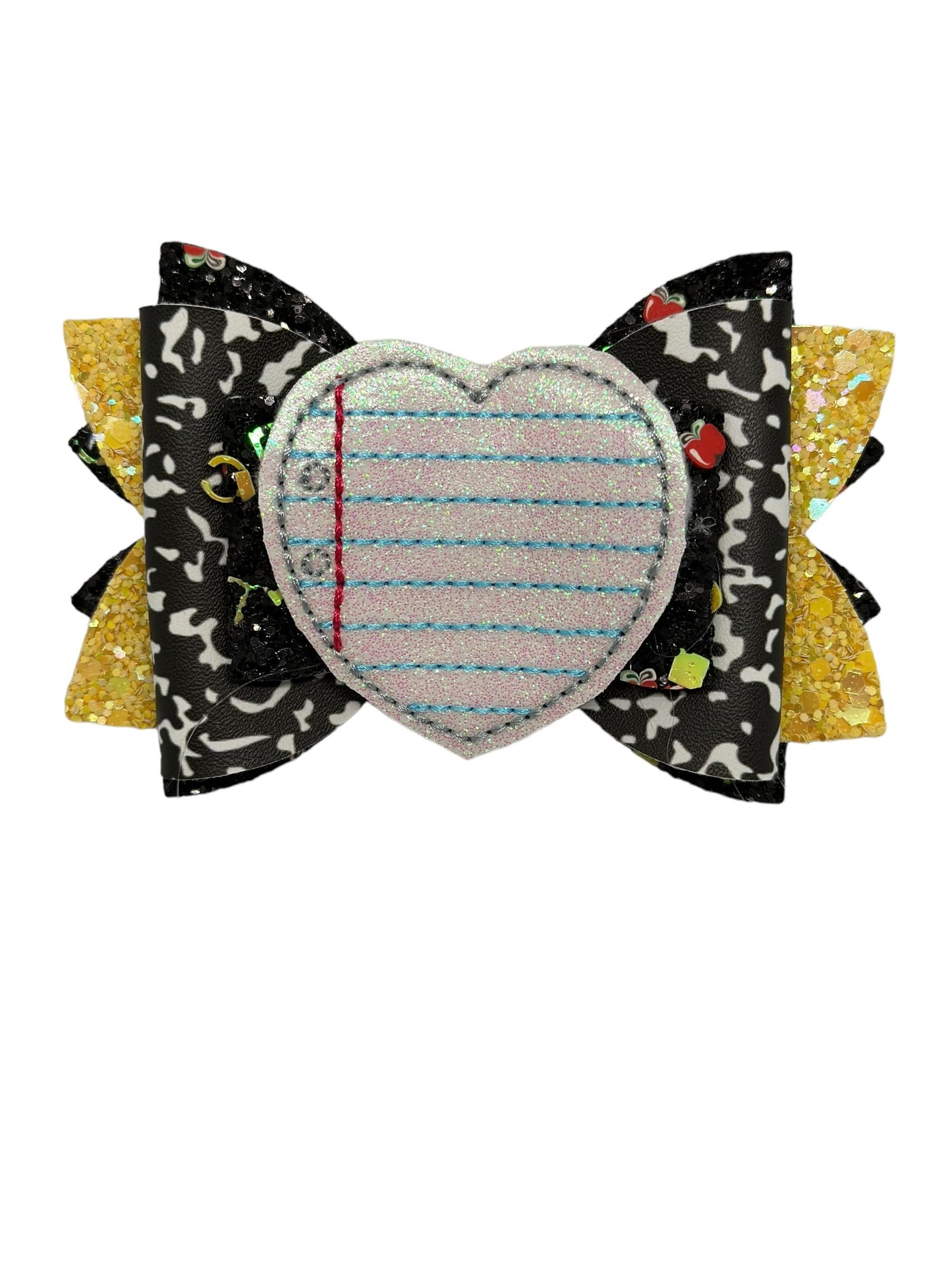 Back to School Bow, Pencil and Paper Bow, Sheet of Paper, School Bow, Pencil Bow, Paper Heart Bow, Pencil Heart Bow, Composition book bow