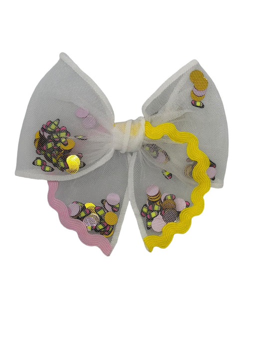 Back to School Bow, Pencil Shaker Bow, Girls School Shaker Bow, Mesh Shaker Bow, School shaker Bow, Cute Girls Bow, Back to School Hair Bow