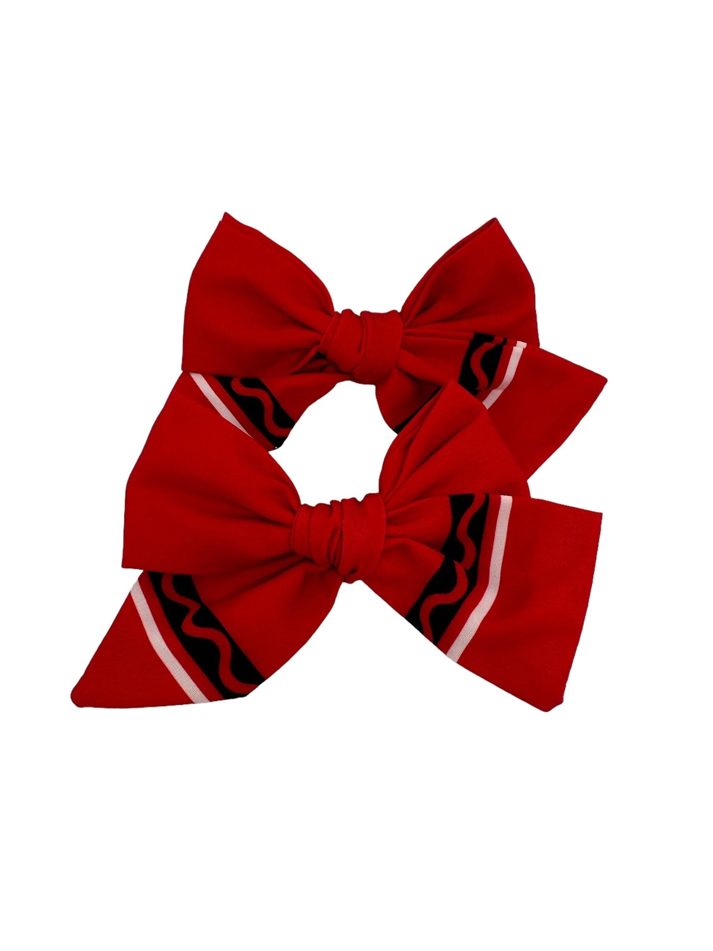 Back to School Bow, Red Crayon Bow, Red Crayon Pigtail Bows, Cute School Bows, Girls Schools Bows, Crayon Bow, Cotton Crayon Bow