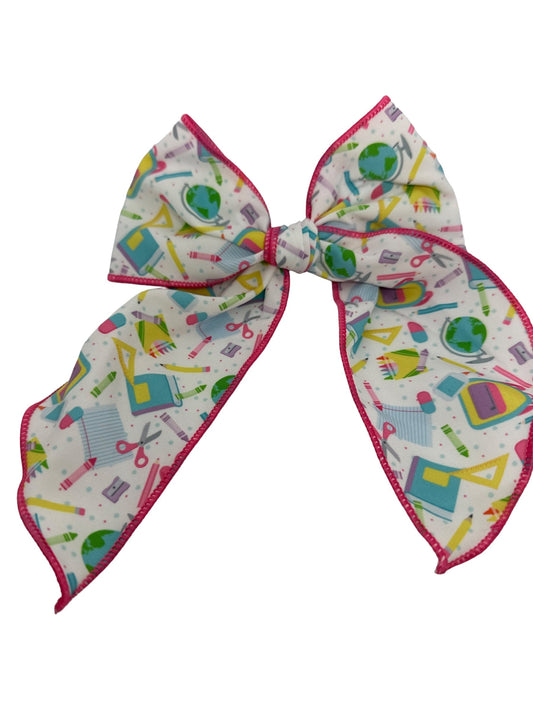 Back to School Bow, School Supplies Bow, School Sailor Bow, Girls School Bows, Hand-tied School Bows, Prek bows, School Supply